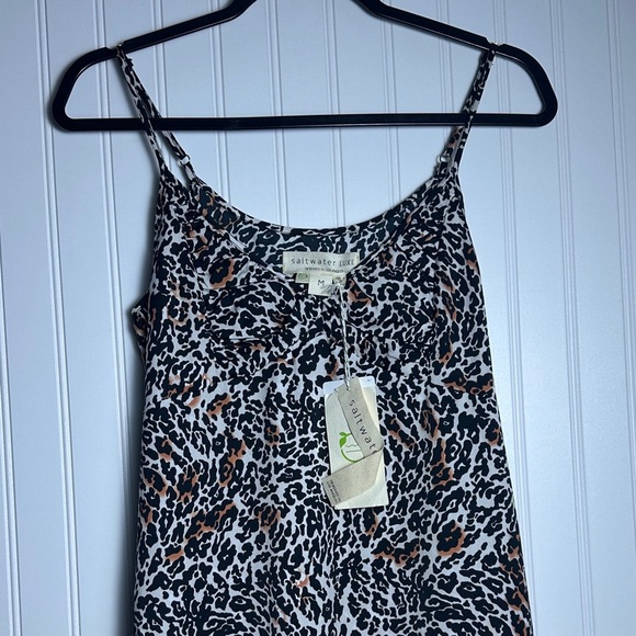 Saltwater Luxe: Brigette Leopard Mix Midi Tank Dress  Medium Zipper - Picture 6 of 13